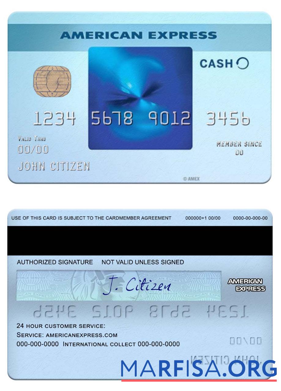 Blank USA Commerce bank amex blue cash everyday card sample
